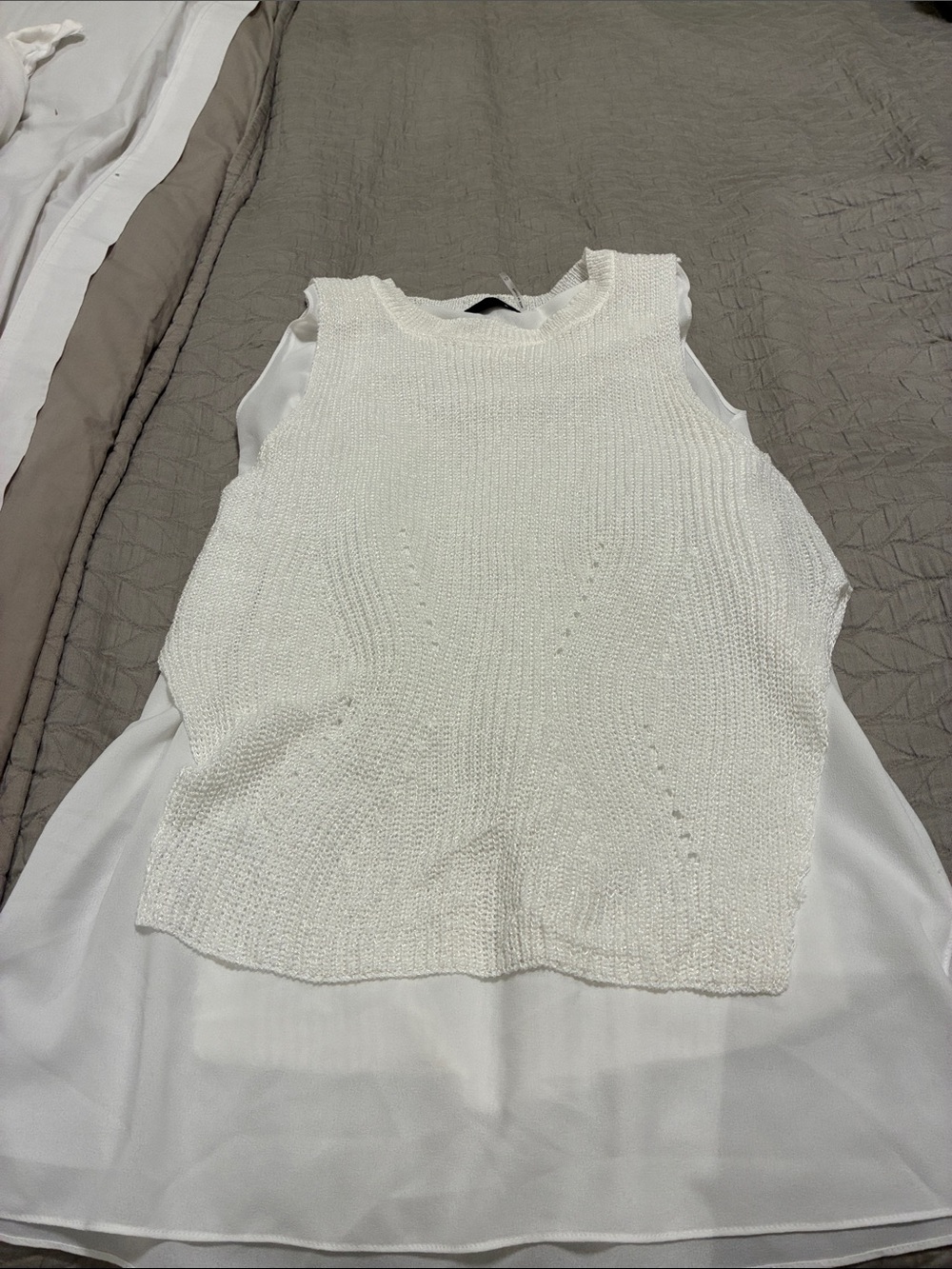 Love Token White Knit Sleeveless Tank